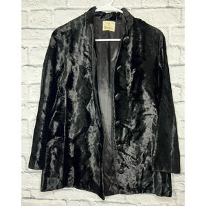 Vintage 1960s Winter black faux fur coat size M.